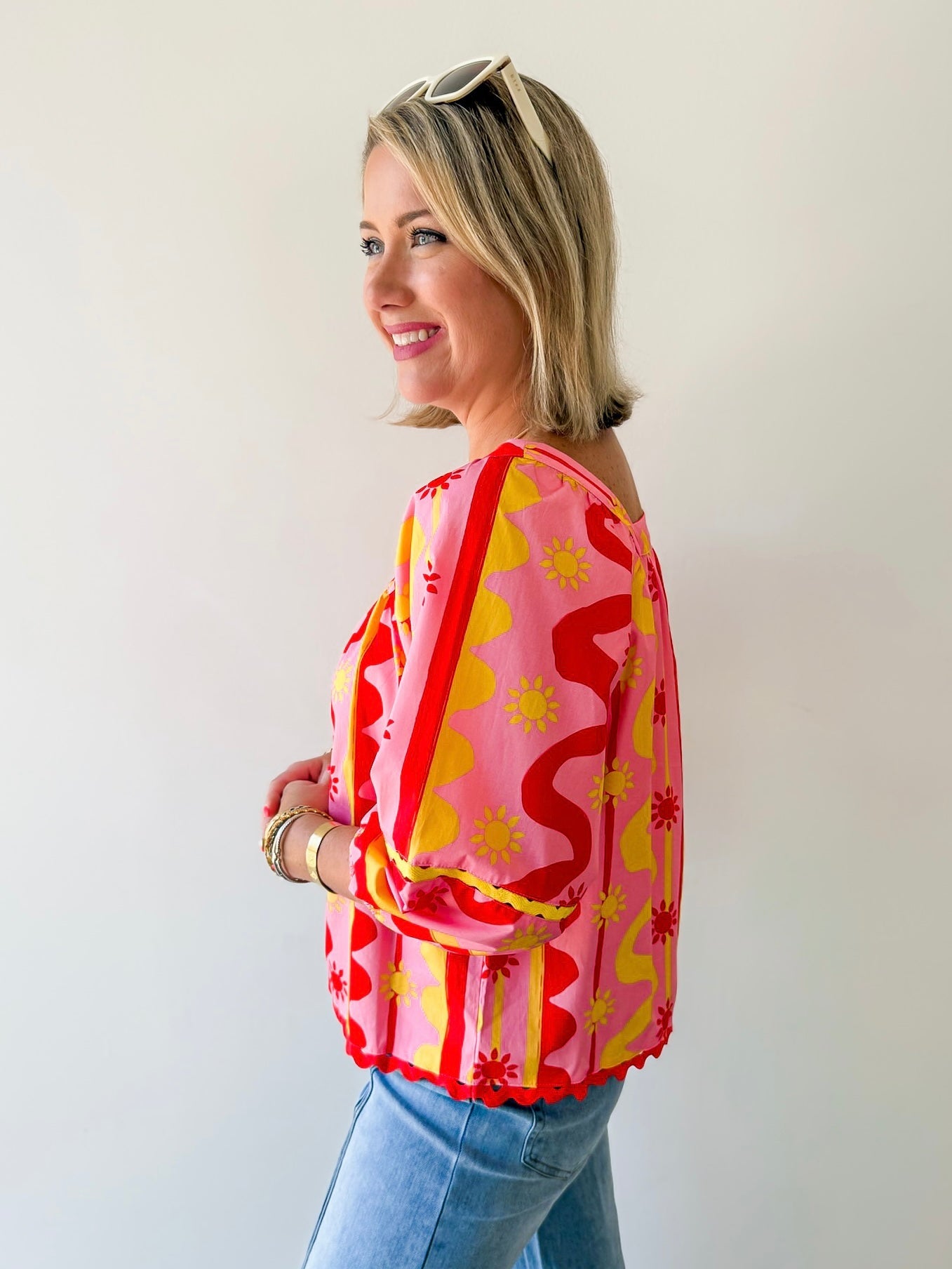 Sun & Wave Poplin Top