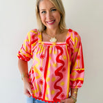 Sun & Wave Poplin Top