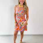 Sunburst Palm Strapless Dress