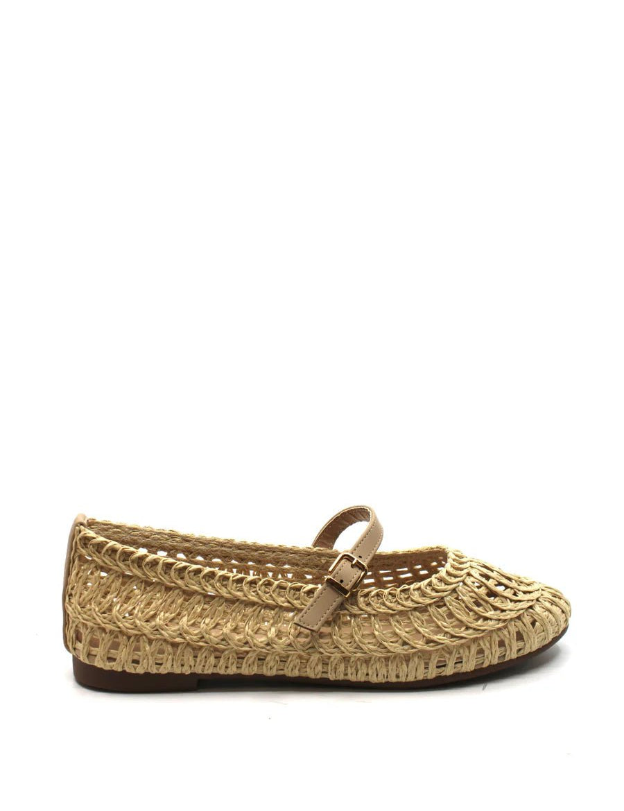 Susan Woven Mary Jane Flat - Natural