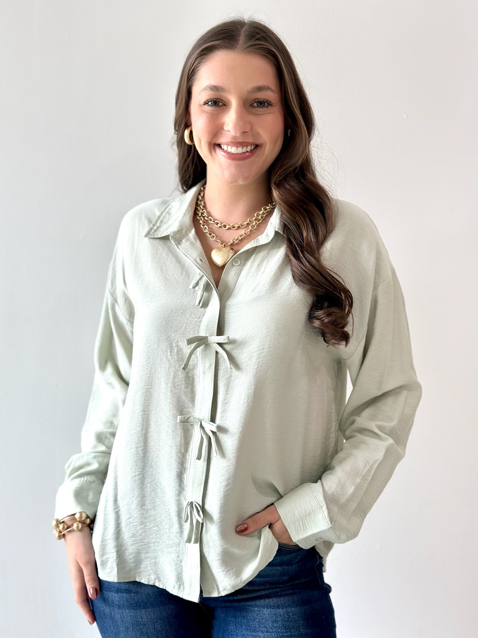 Sweetly Detailed Crinkle Shirt - Mint