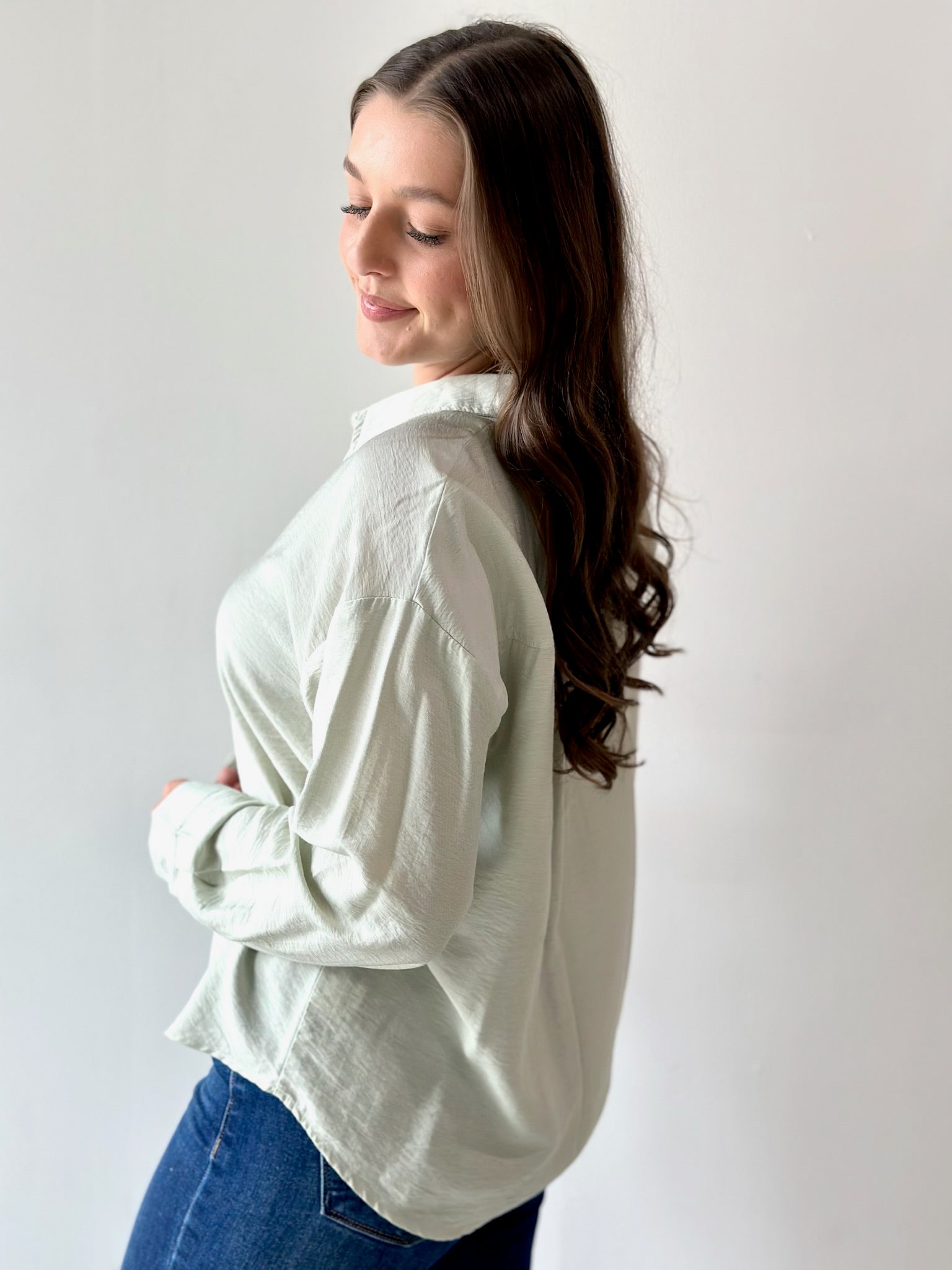 Sweetly Detailed Crinkle Shirt - Mint