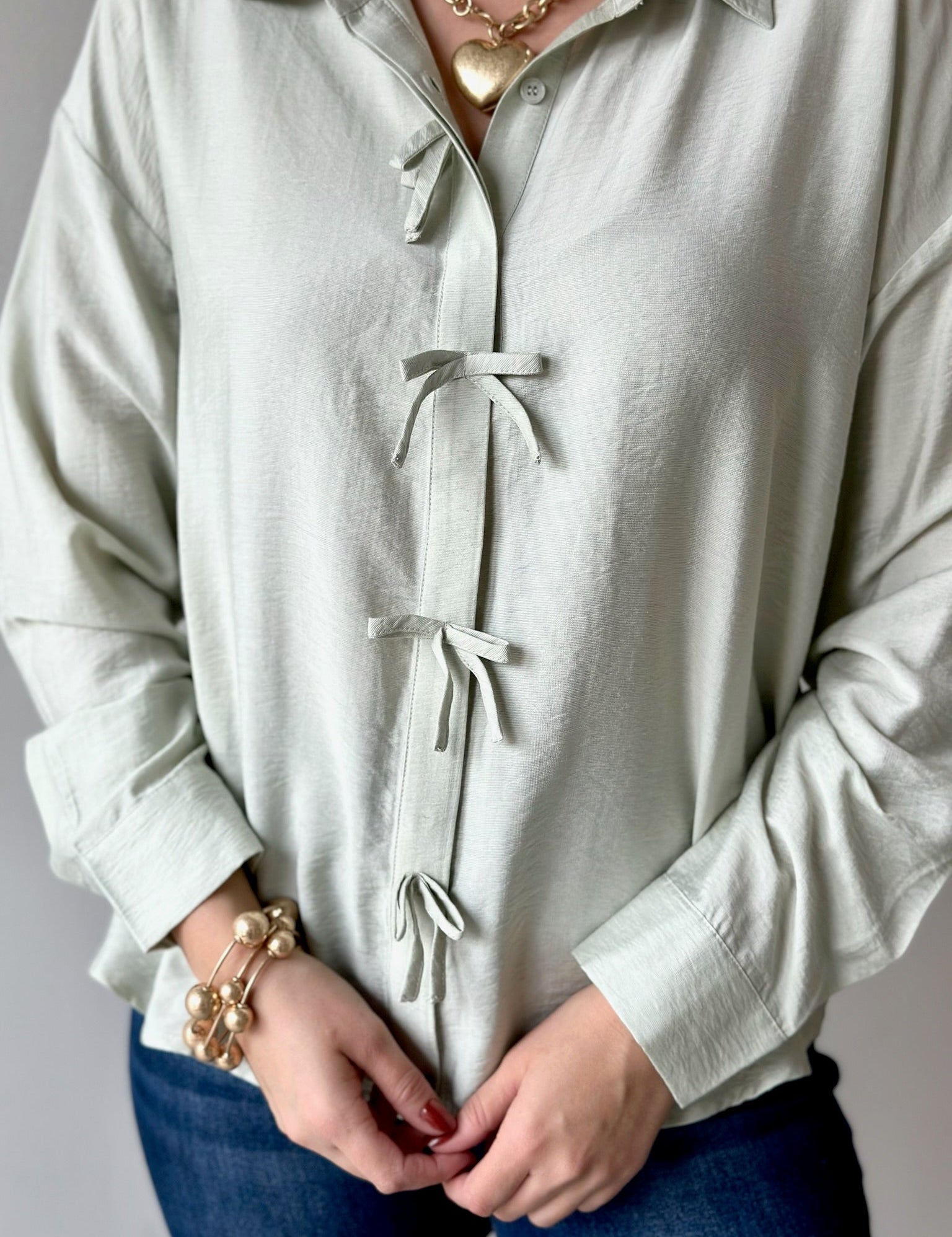 Sweetly Detailed Crinkle Shirt - Mint