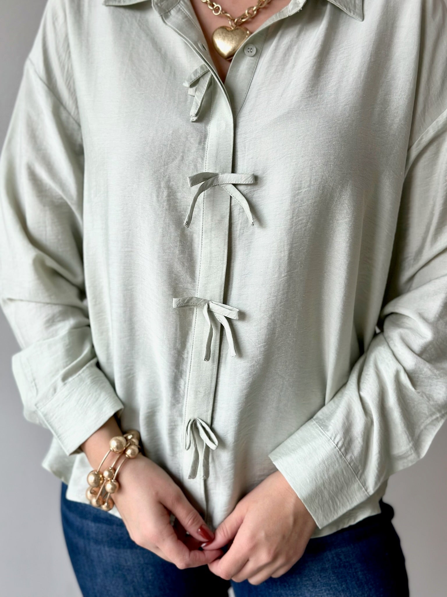 Sweetly Detailed Crinkle Shirt - Mint