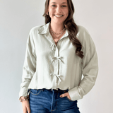 Sweetly Detailed Crinkle Shirt - Mint