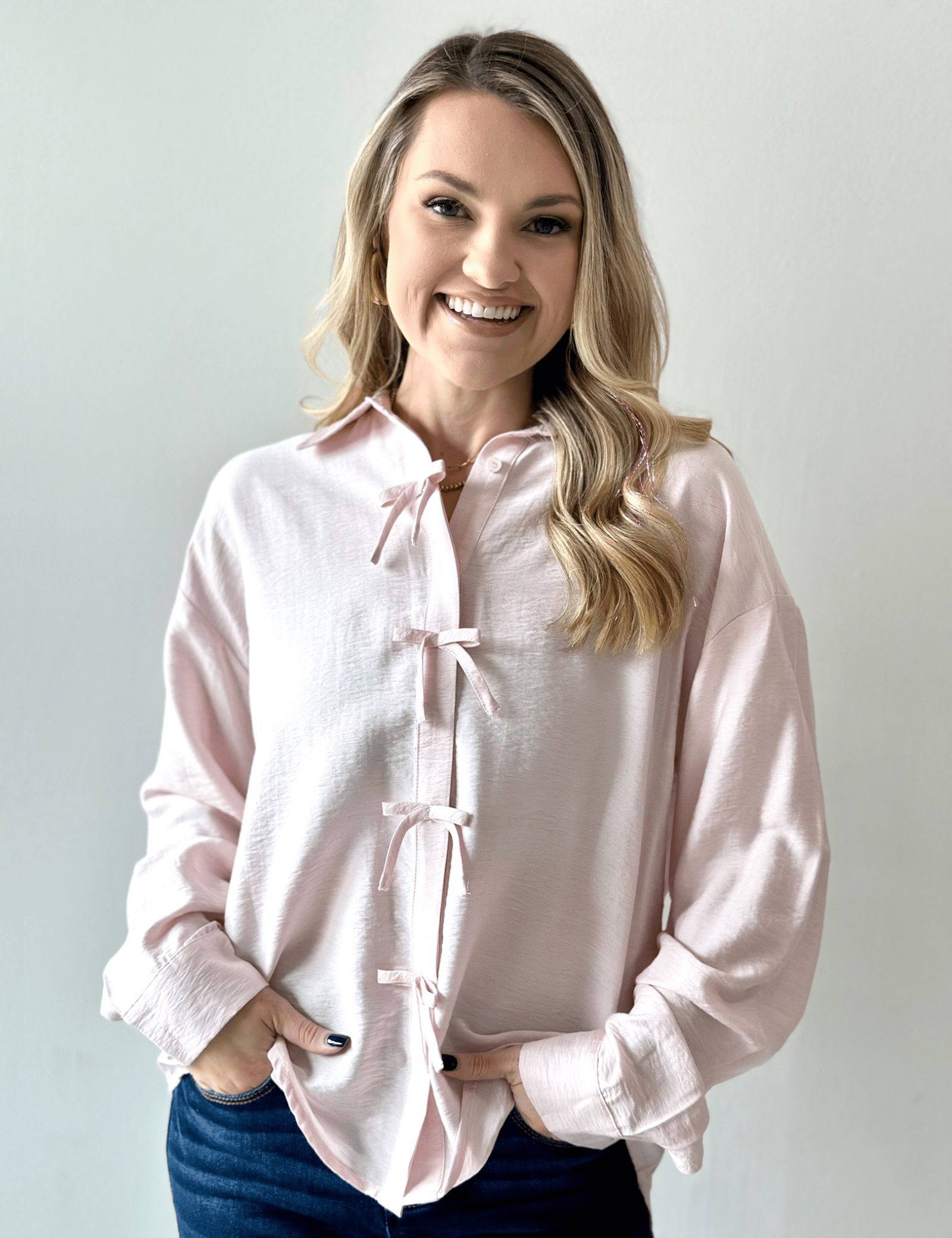 Sweetly Detailed Crinkle Shirt - Pink