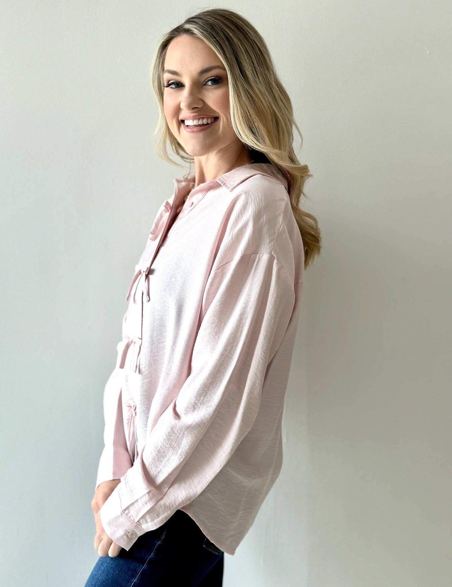 Sweetly Detailed Crinkle Shirt - Pink