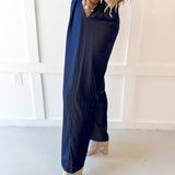 Tailored Wide Leg High Waist Pants - Indigo