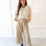 Tailored Wide Leg High Waist Pants - Taupe