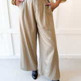 Tailored Wide Leg High Waist Pants - Taupe