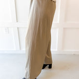 Tailored Wide Leg High Waist Pants - Taupe