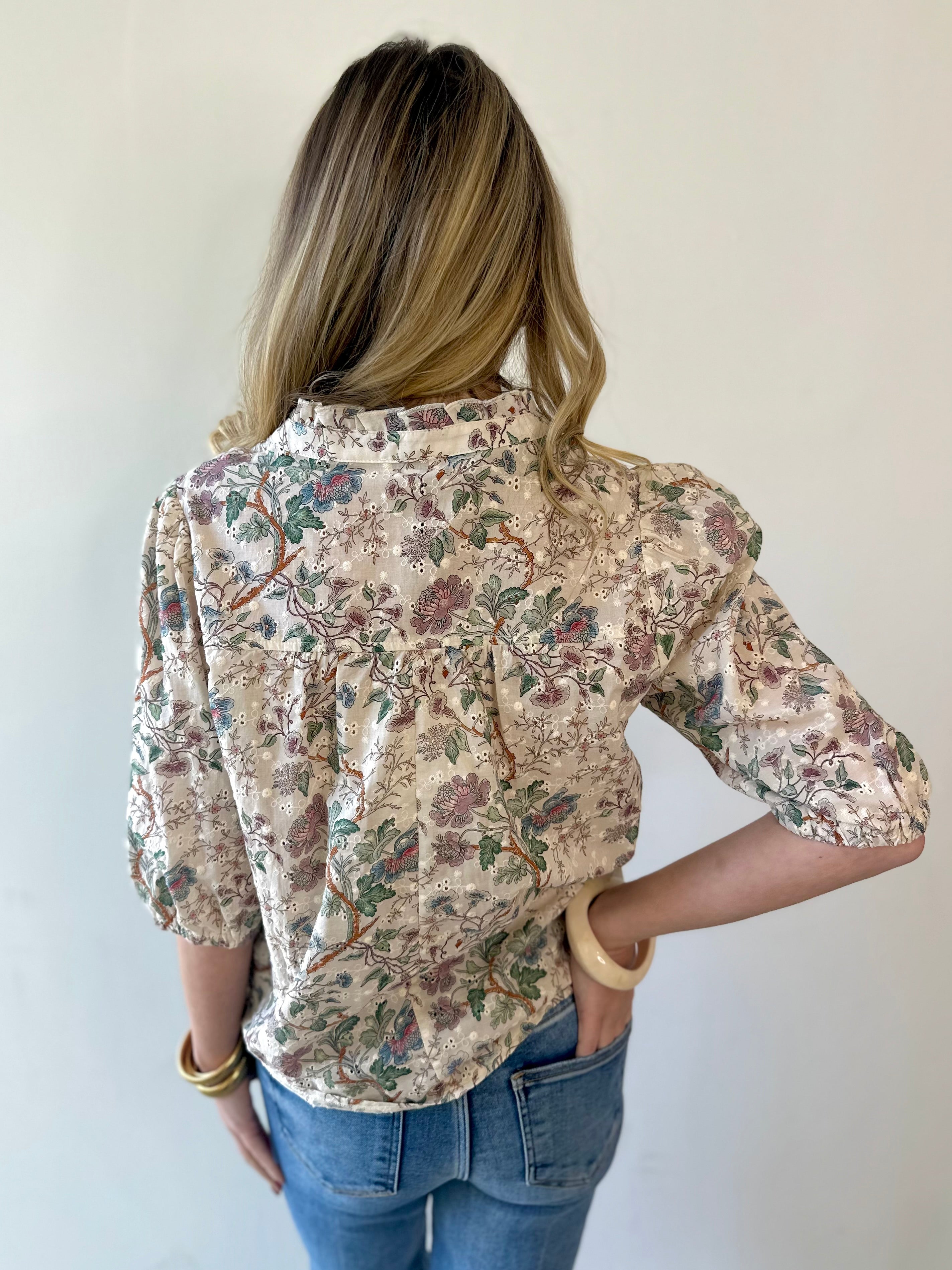 Taupe Floral Print Top