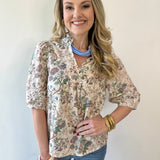 Taupe Floral Print Top