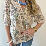 Taupe Floral Print Top