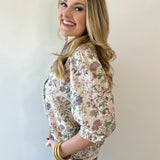 Taupe Floral Print Top