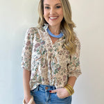 Taupe Floral Print Top