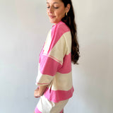 Terry Rugby Top & Short Set - Pink /Ivory