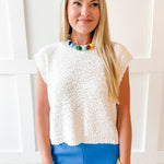 Textured Cotton Vest Top - White