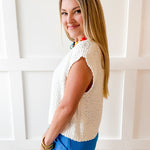 Textured Cotton Vest Top - White