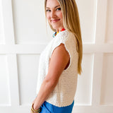 Textured Cotton Vest Top - White