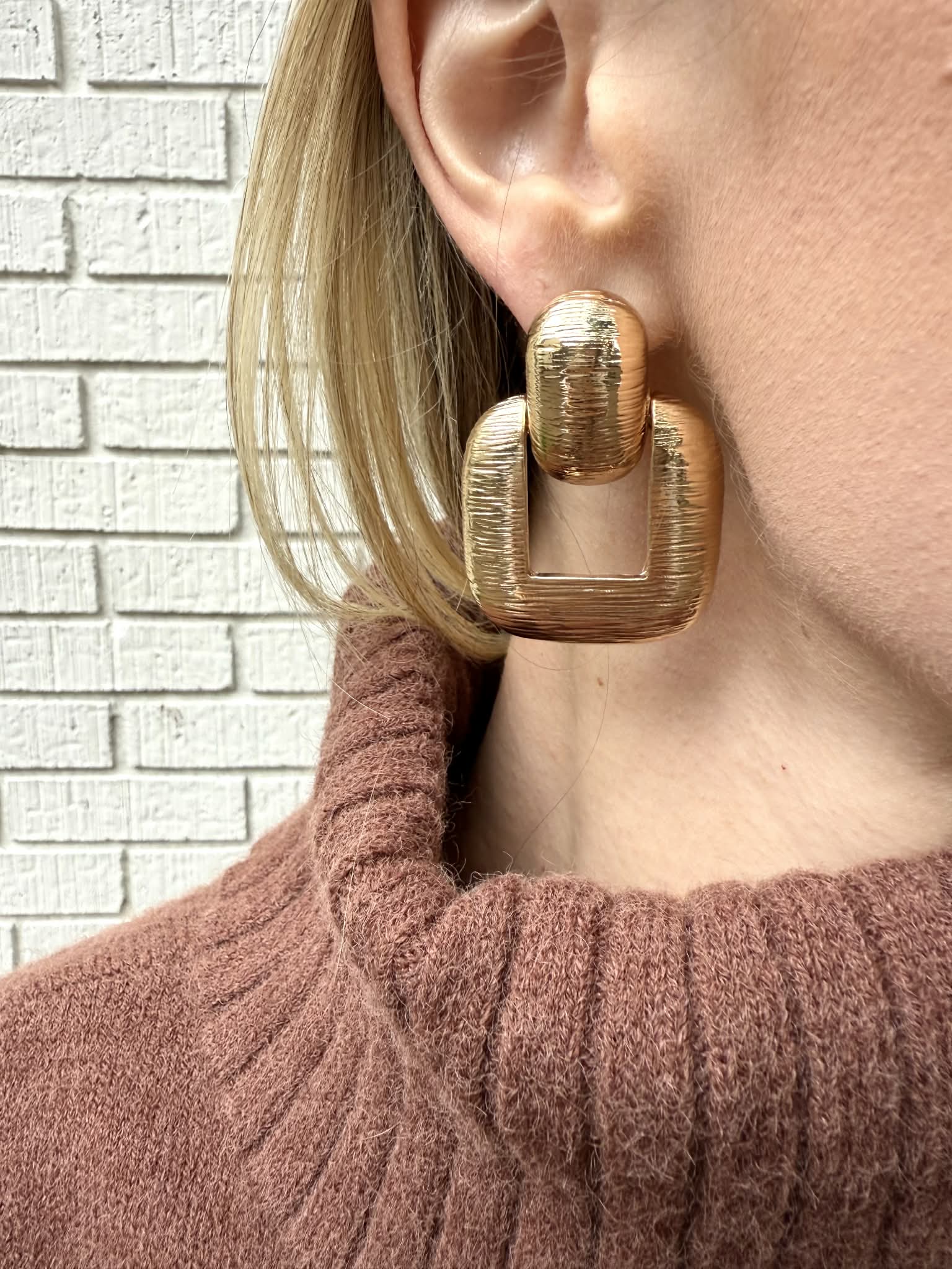 Textured Door Knocker Earrings