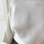 Textured Ribbed Knit Sweater - Cream