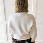 Textured Ribbed Knit Sweater - Cream
