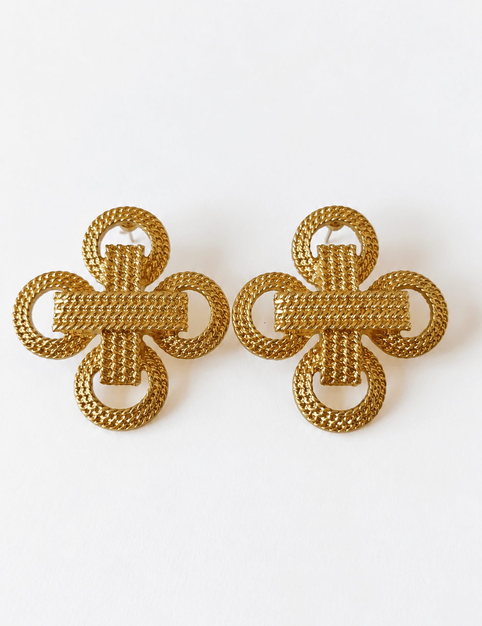 Textured Rope Earrings - Vintage Gold