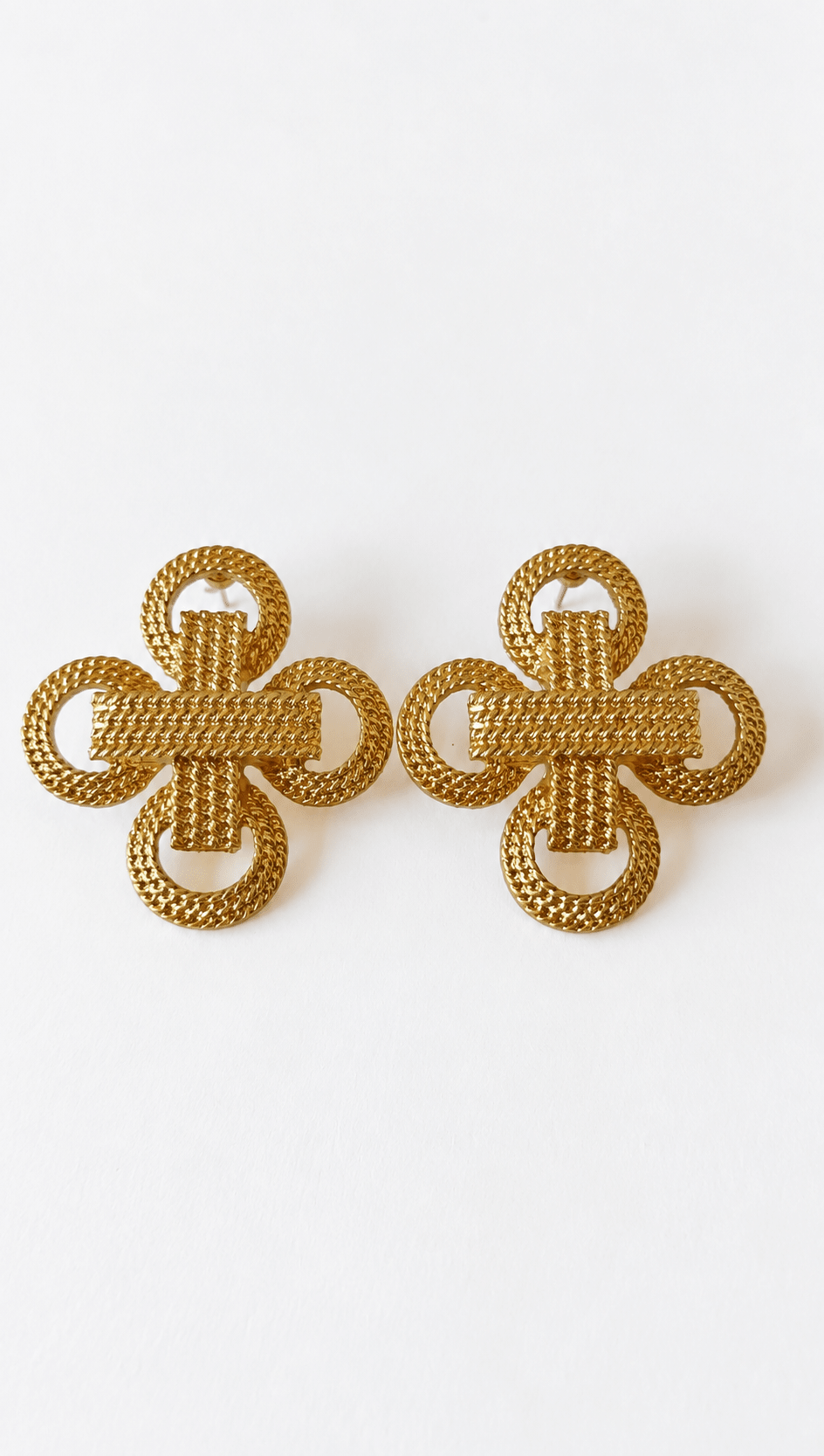 Textured Rope Earrings - Vintage Gold