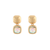 Textured Square & Stone Earrings