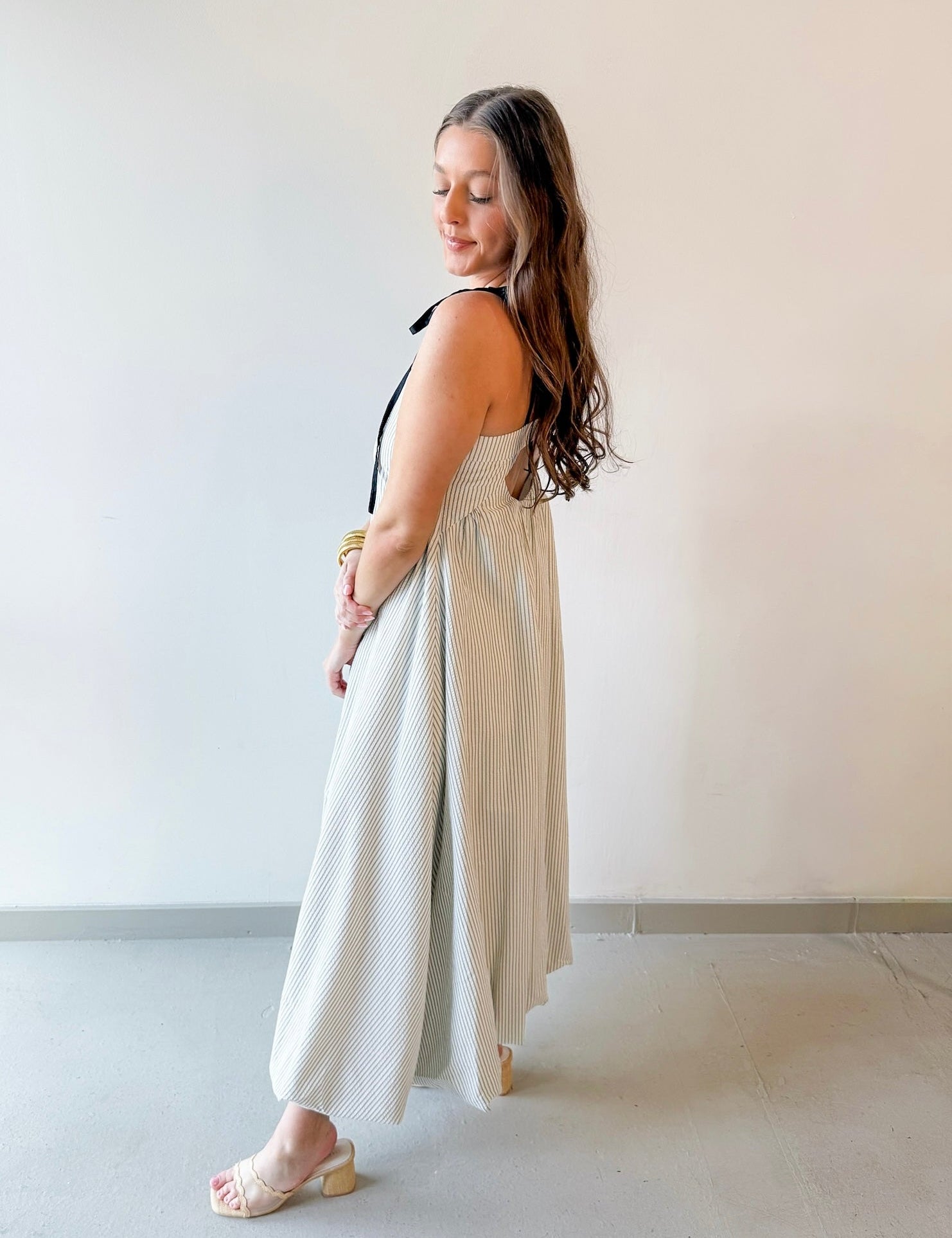 Textured Stripe Bubble Hem Dress
