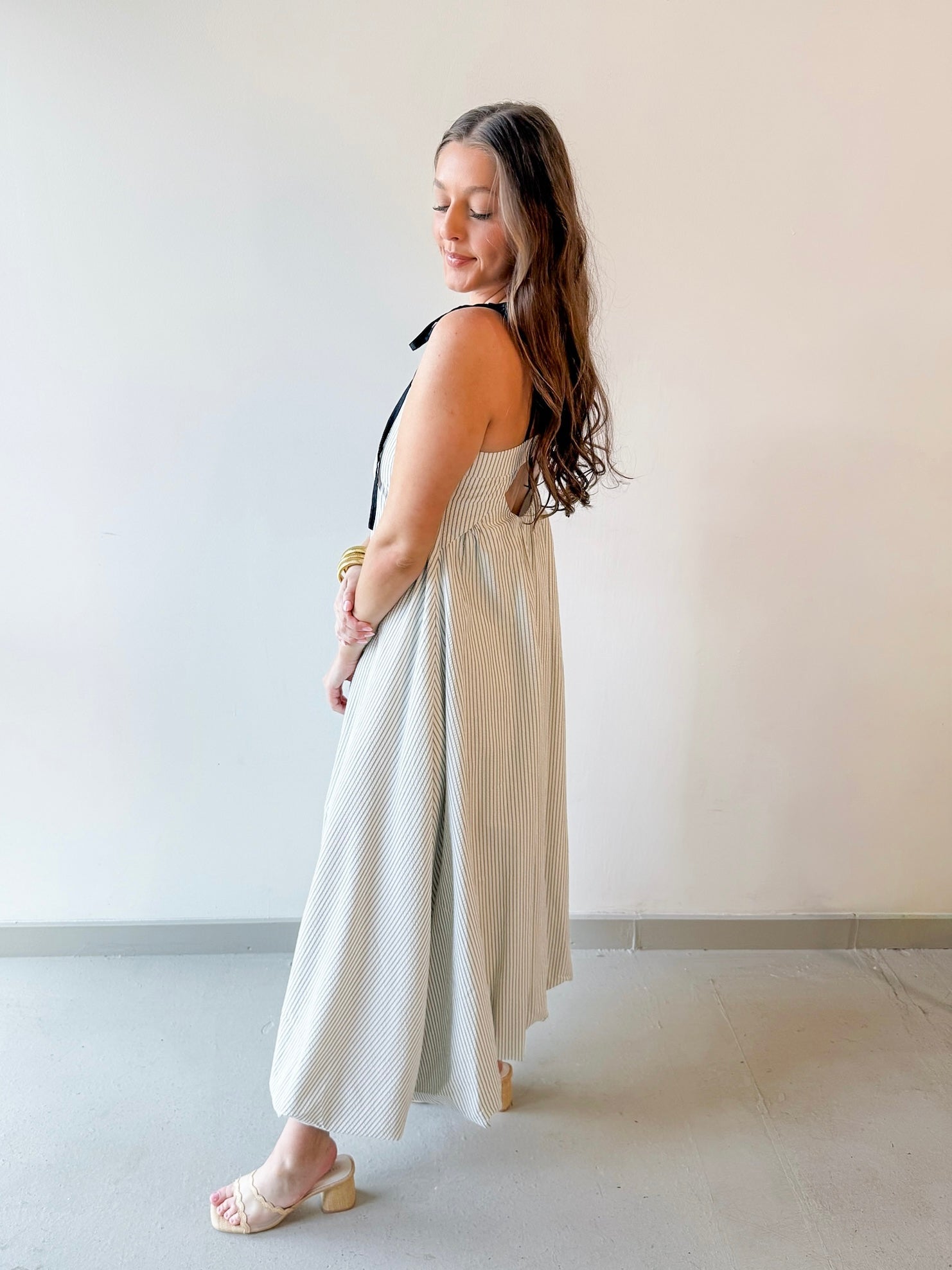 Textured Stripe Bubble Hem Dress