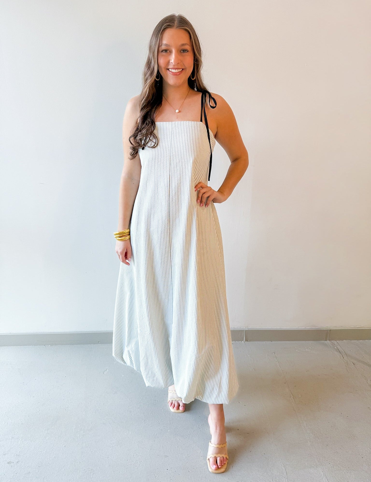 Textured Stripe Bubble Hem Dress