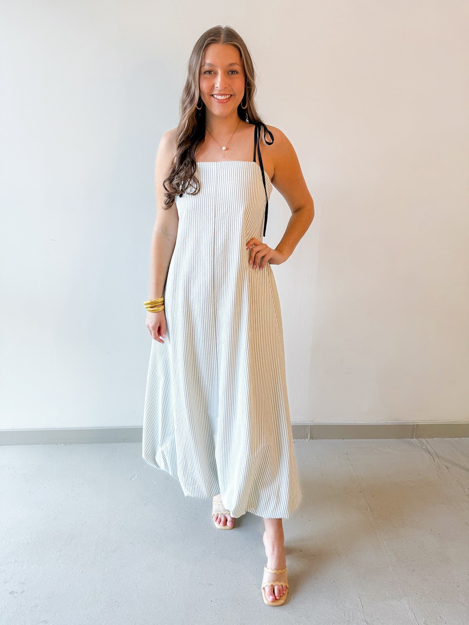 Textured Stripe Bubble Hem Dress