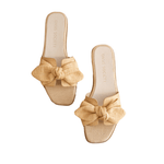 The Ginny Natural Textured Bow Slide