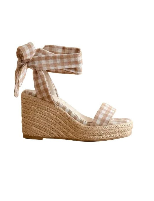 The Oceana / Latte Gingham Wedge
