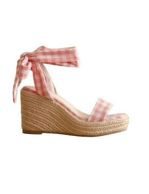 The Oceana / Peach Gingham Wedge