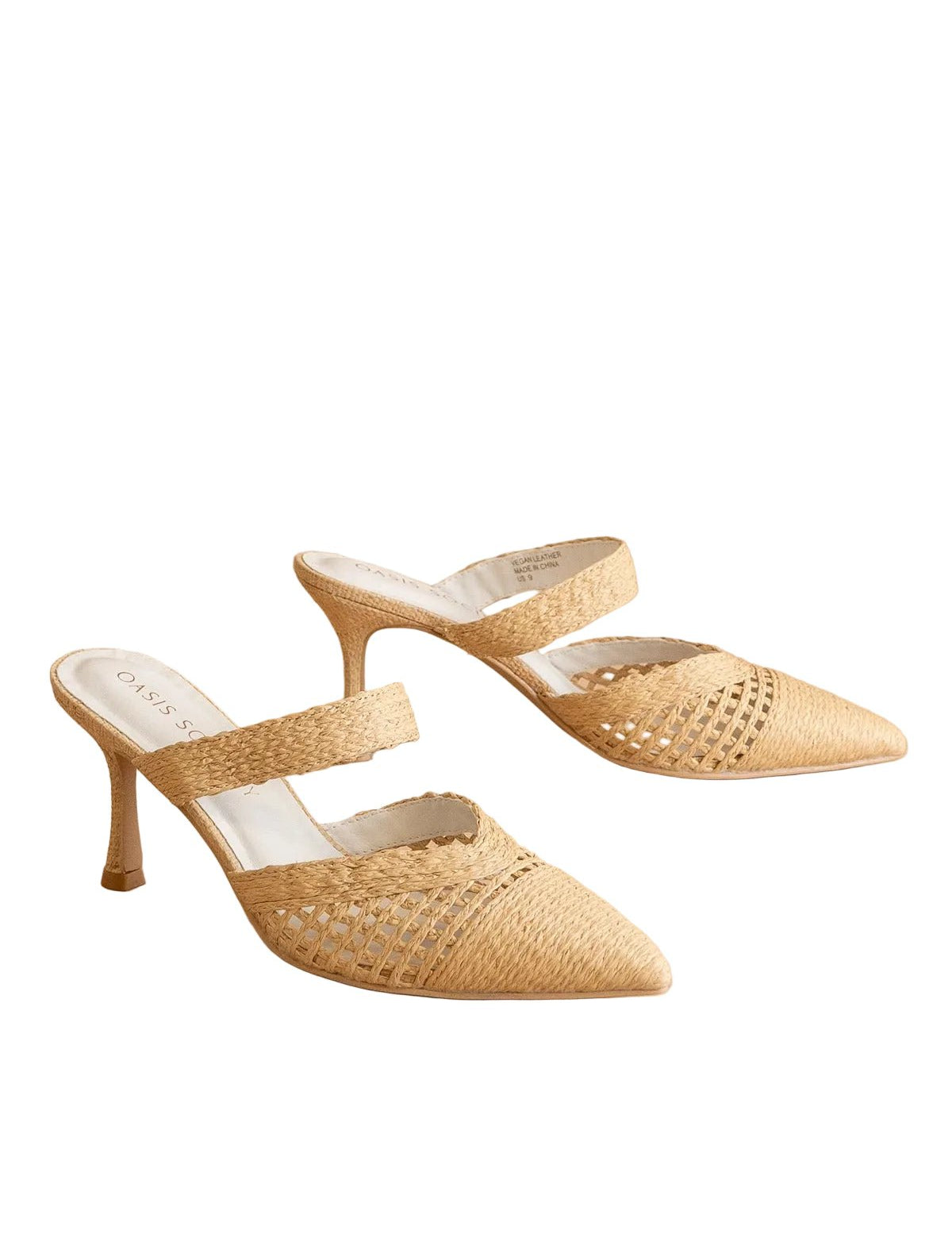 The Tia - Natural Raffia Detail Kitten Heel