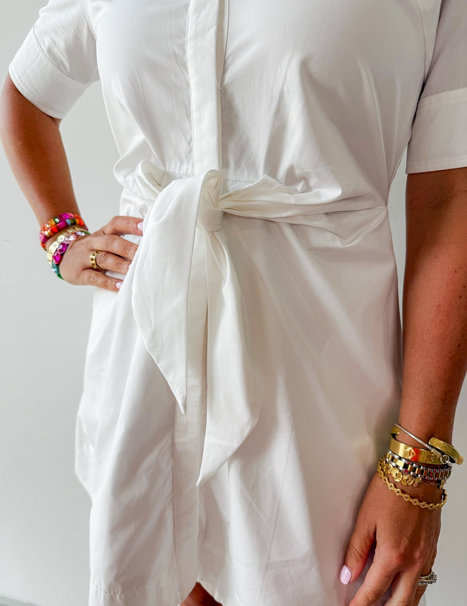 Tie Button Down Mini Dress