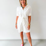 Tie Button Down Mini Dress