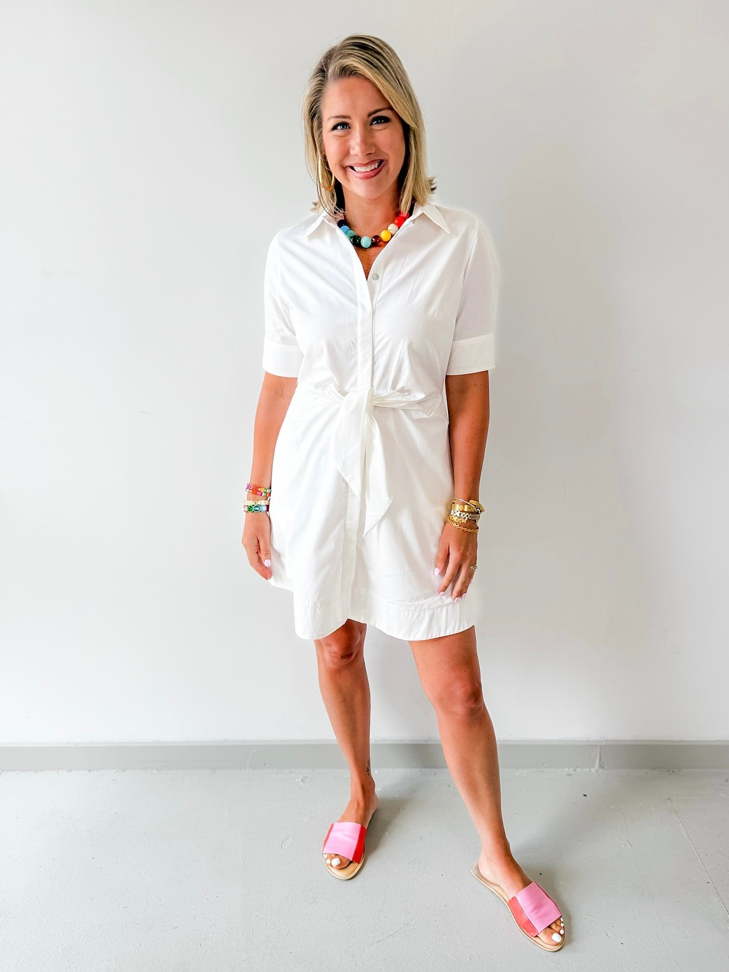Tie Button Down Mini Dress