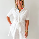 Tie Button Down Mini Dress