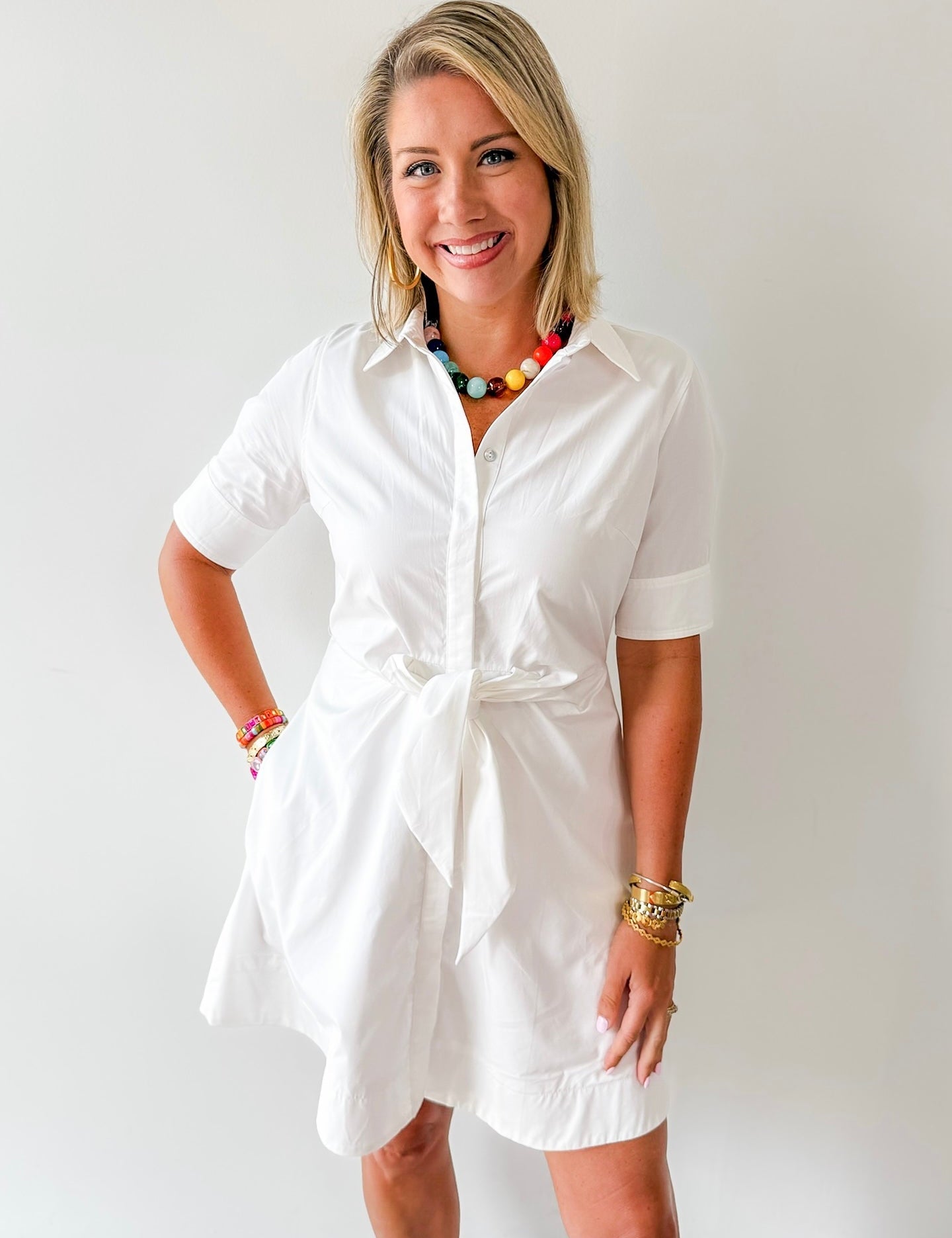 Tie Button Down Mini Dress