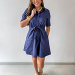 Tie Button Down Mini Dress