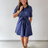 Tie Button Down Mini Dress