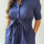 Tie Button Down Mini Dress
