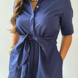 Tie Button Down Mini Dress