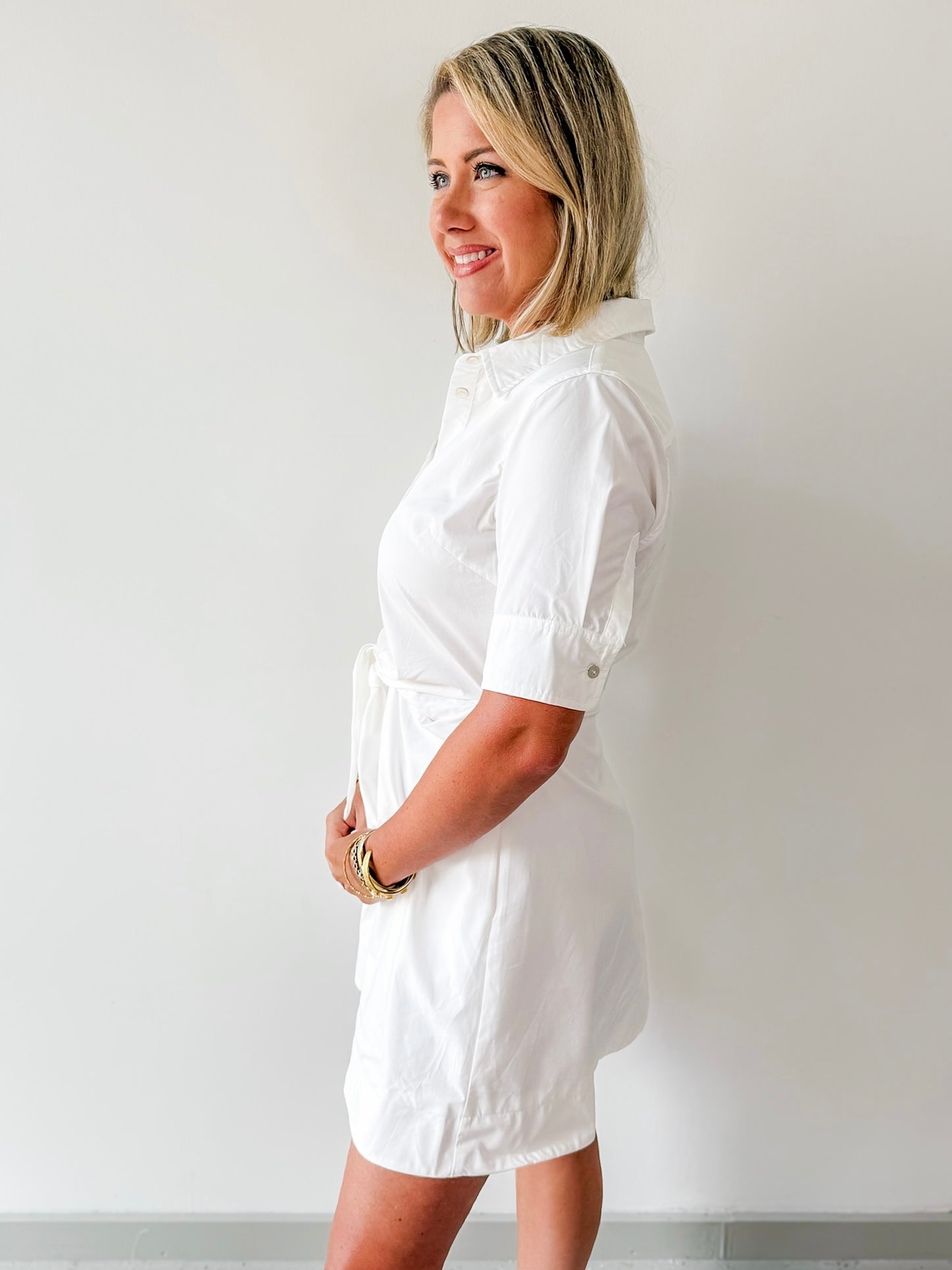 Tie Button Down Mini Dress