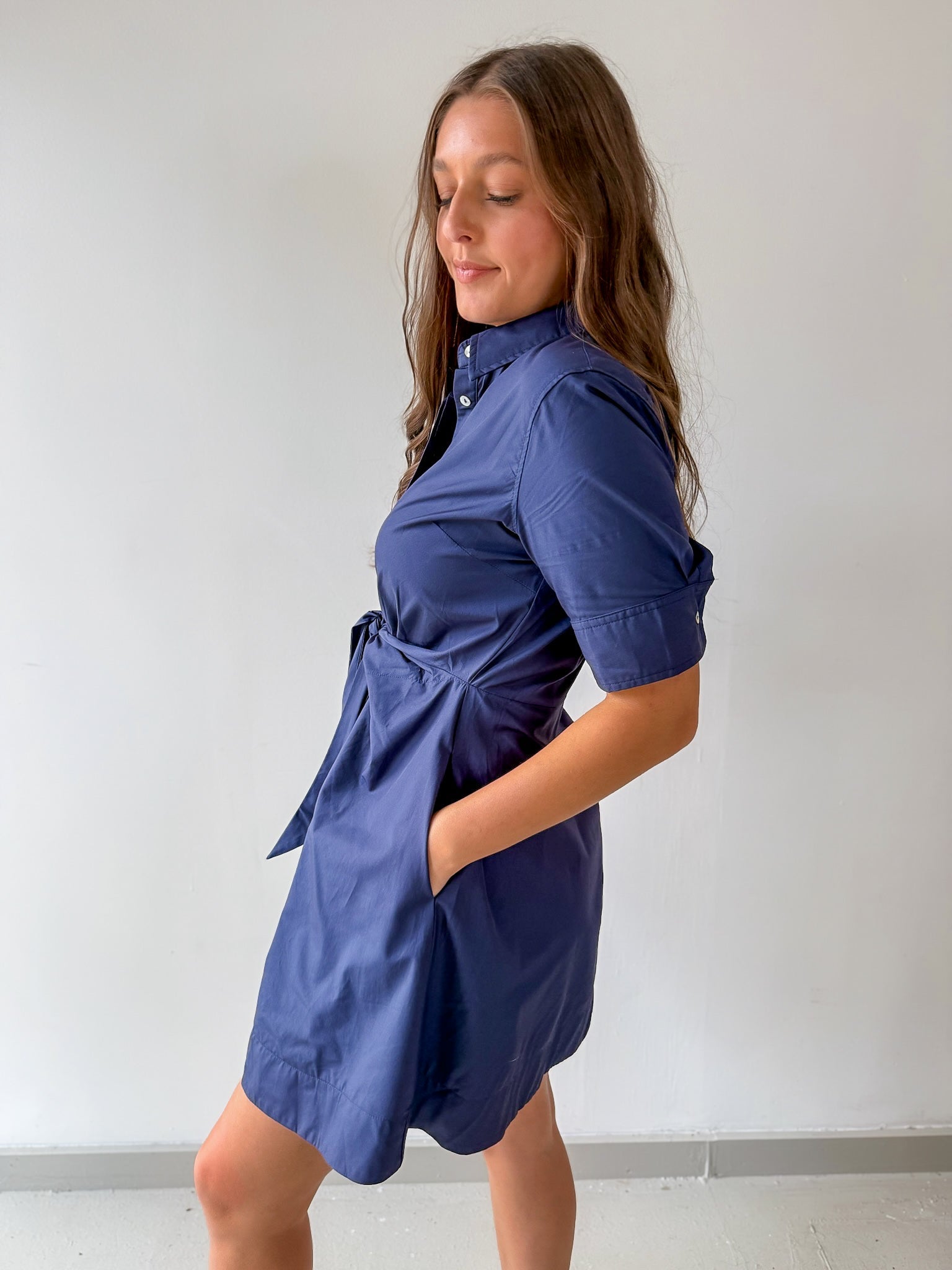 Tie Button Down Mini Dress