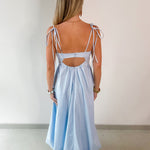 Tie Shoulder Bubble Hem Maxi Dress - Blue